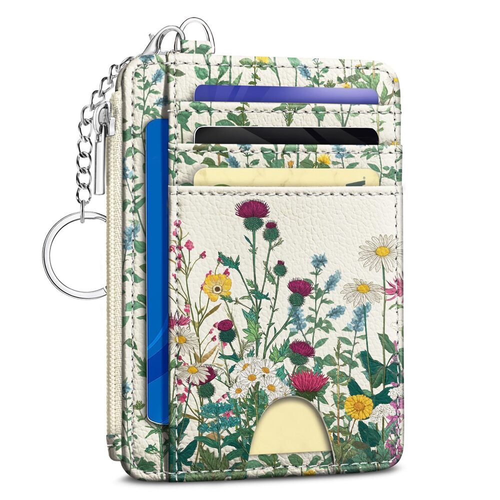 7575 Wildflower Credit Card Holder Small Wallet , Flowers Slim RFID